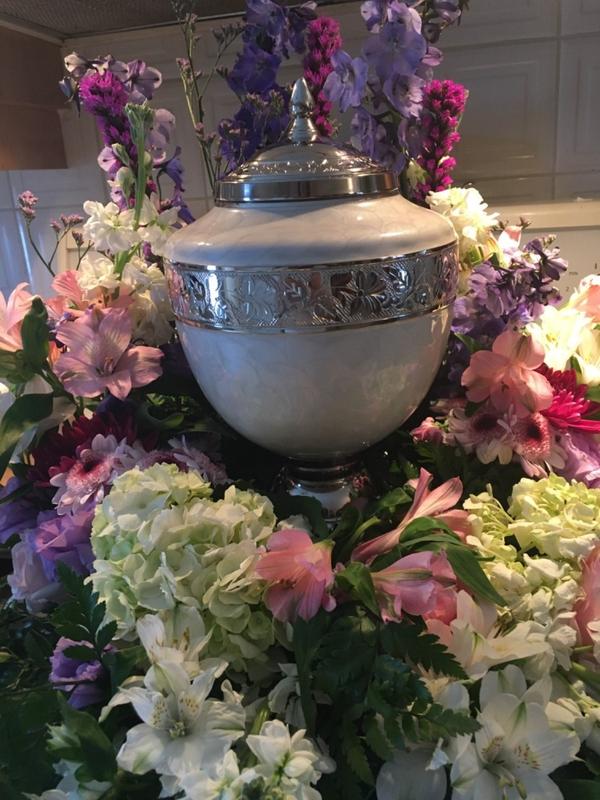 Blessing Brass Cremation Urn in Pearl White - Urns Northwest