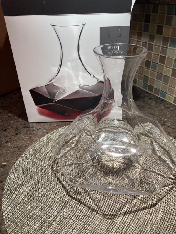 Viski Angled Wine Decanter, Glass Pitcher for Red and White Wine