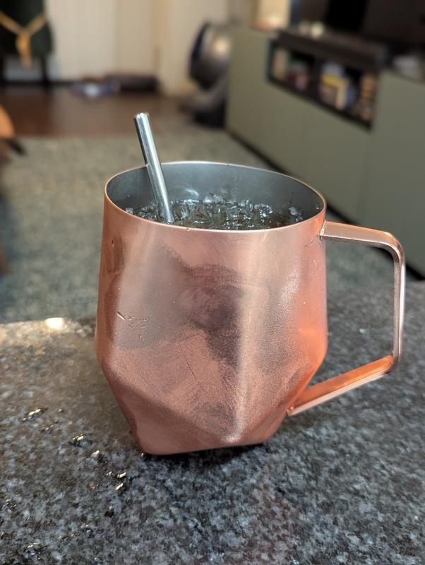 Viski Faceted Moscow Mule Mug, Copper Cocktail Glasses, Stainless