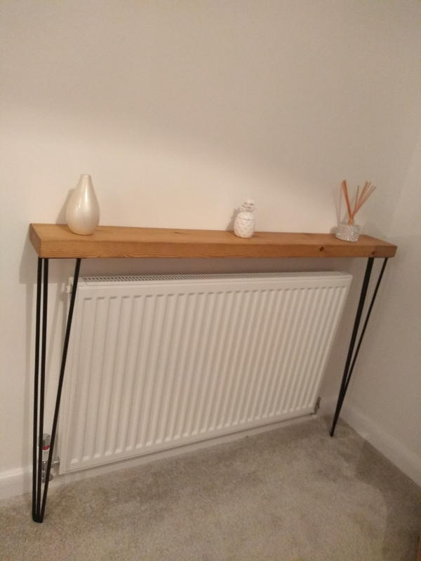 Buy Rustic RADIATOR shelf /console table with hairpin legs Masterplank UK