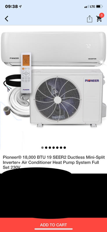Pioneer® 12000 BTU 115V 19 SEER2 Ductless Split AC Heat Pump