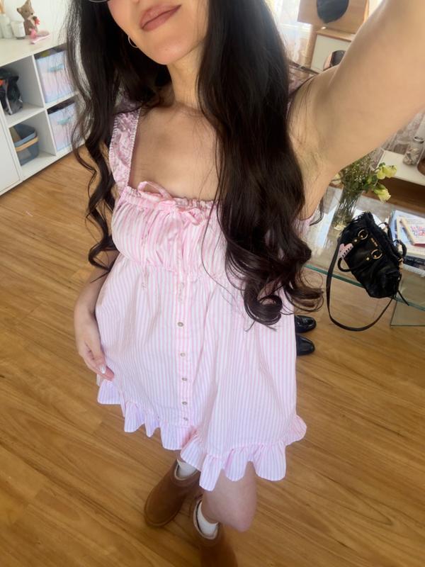 open lace back dress Cute On Repeat Babydoll Dress In Pink main image 0