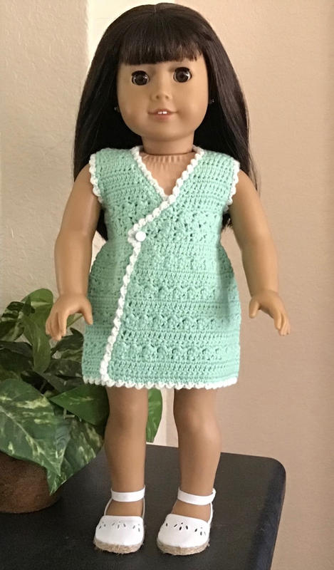 Little Abbee Summer Wrap Dress Doll Clothes Crochet Pattern 18 inch  American Girl Dolls