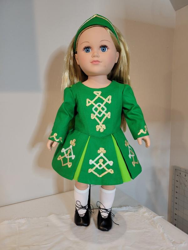 Dress Along Dolly Irish Step Dancing Doll Outfit (4 Piece Set) - Clothes  for American Girl & 18 Dolls - Includes Dance Dress, Brunette