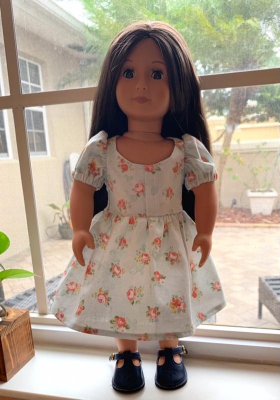 open lace back dress Peppermintsticks The Tea Party Dress Doll Clothes Pattern 18 inch American Girl Dolls
