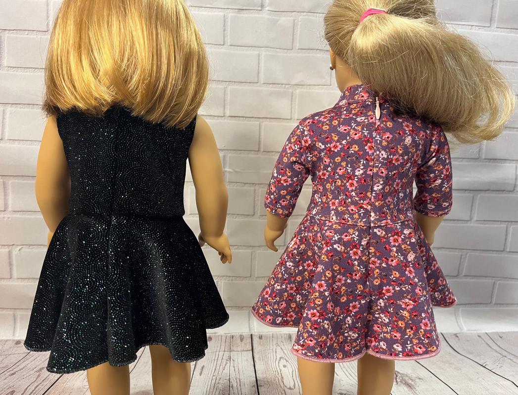 QT Pattern Co Fit & Flare Mock Neck Dress 18" Doll Clothes Pattern