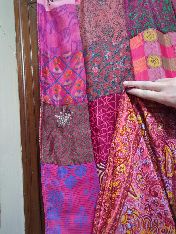 Patchwork Recycled Sari Silk Curtain | Boho Curtains · Mexicali Blues