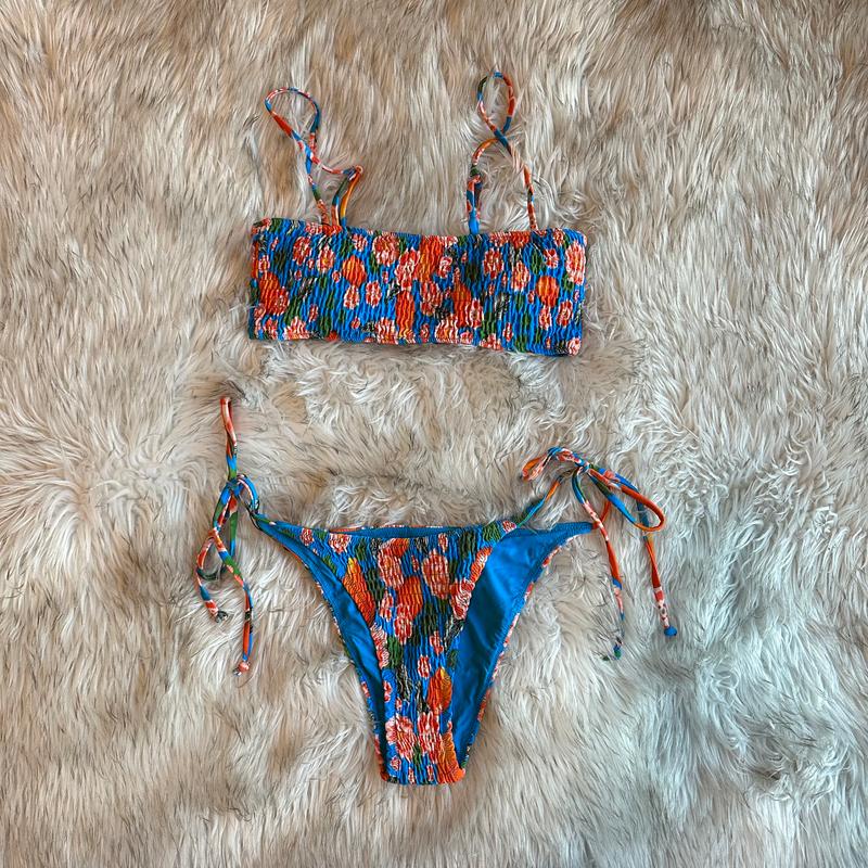 bandeau smocked bikini