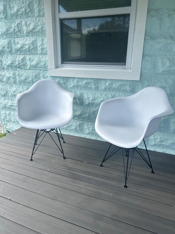 Eiffel Armchair With Steel Legs, Gray