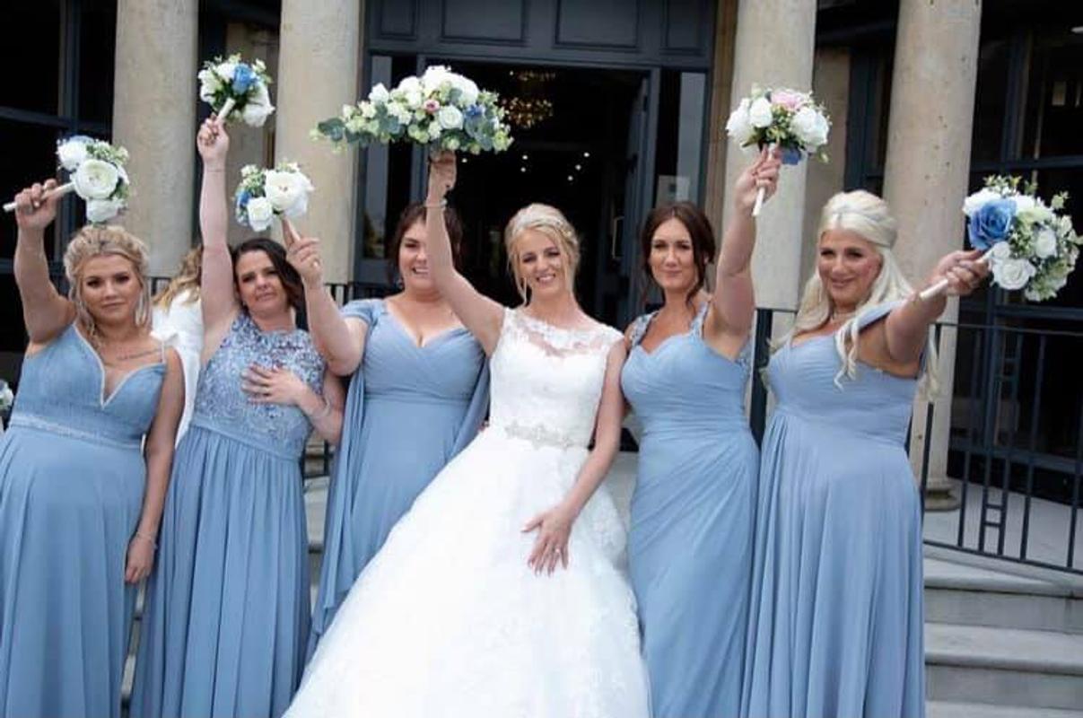 Royal blue and outlet lime green bridesmaid dresses