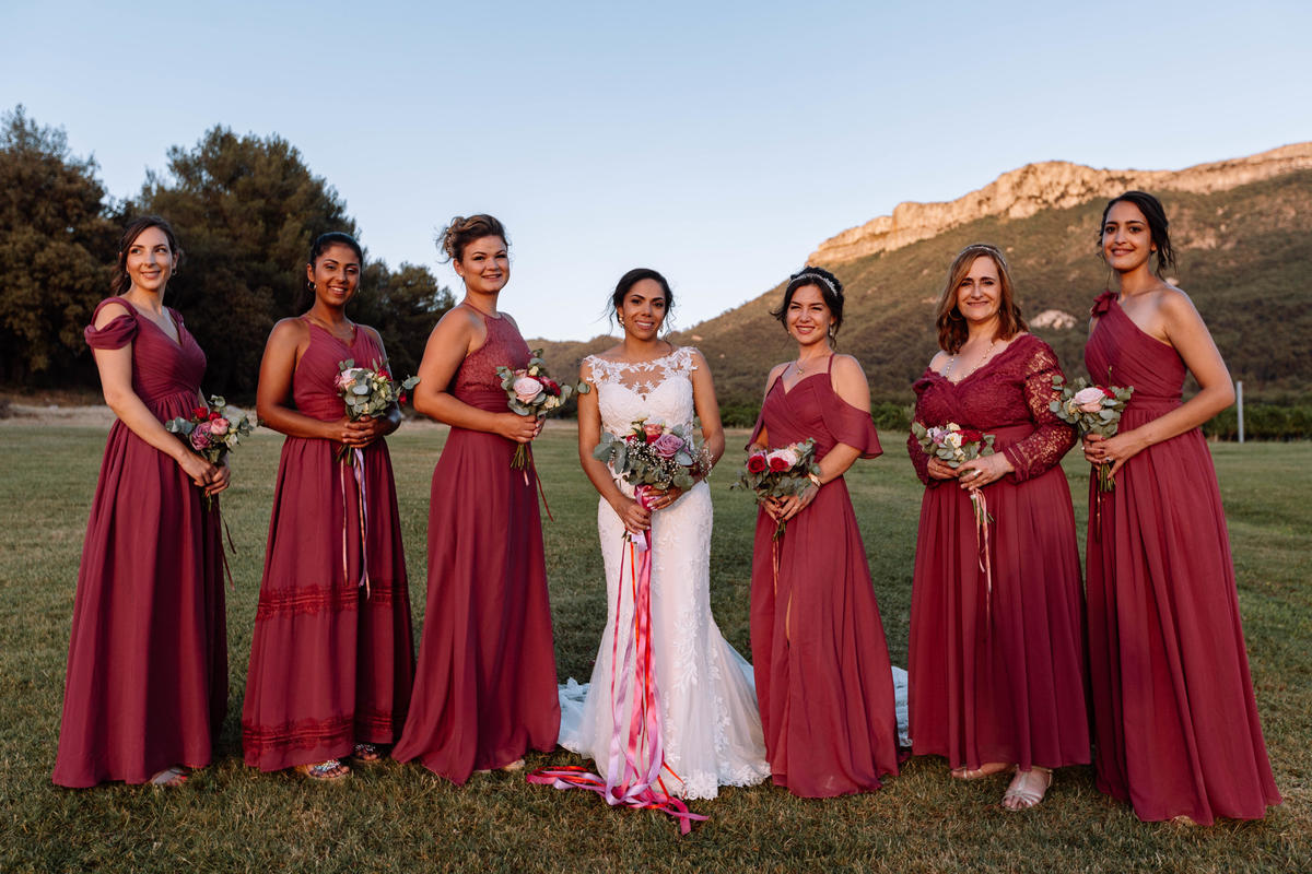 Turquoise and clearance red bridesmaid dresses