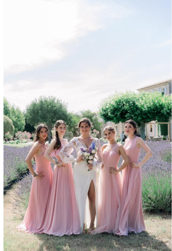 Strapless Mesh Bridesmaid Dress