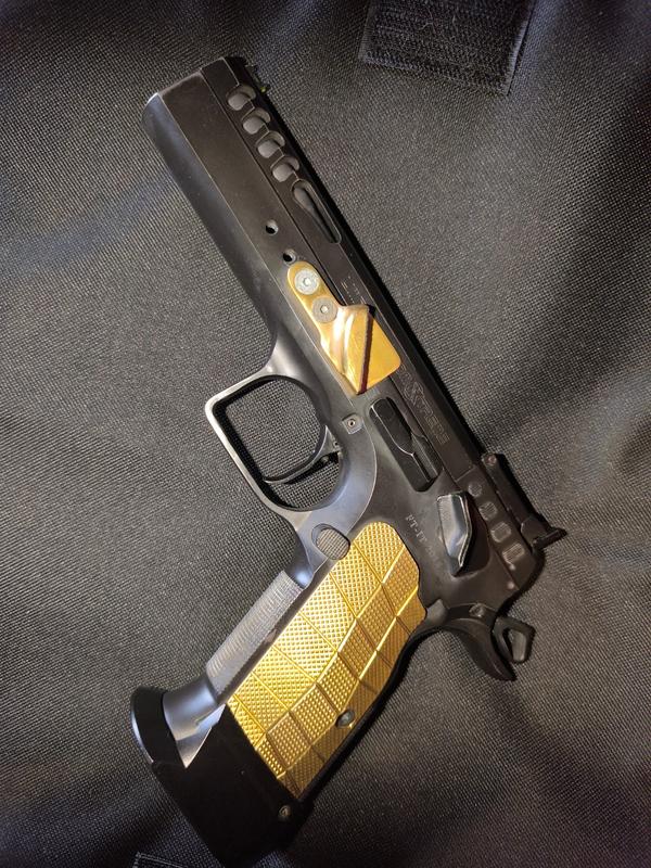 Tanfoglio Palm Swell GridLOK Brass - LOK Grips