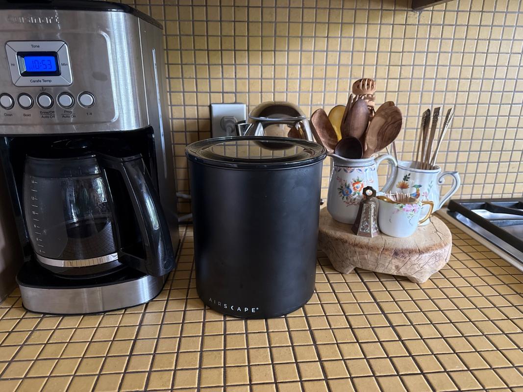 Matte Black Stainless Steel AirScape Coffee Bean Canister (2.2lbs)
