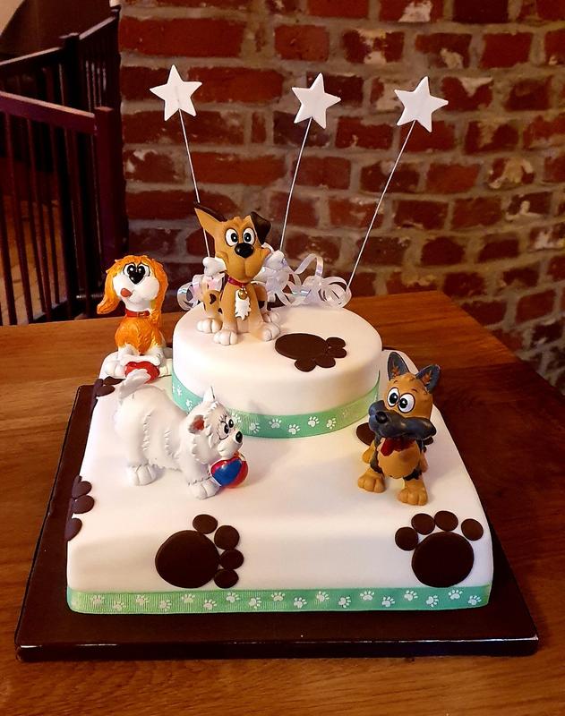 Paw print shop birthday cake