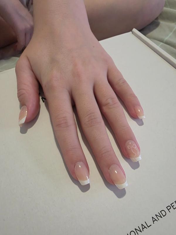 Nude Extra Short Coffin French Tip Gel Extensions