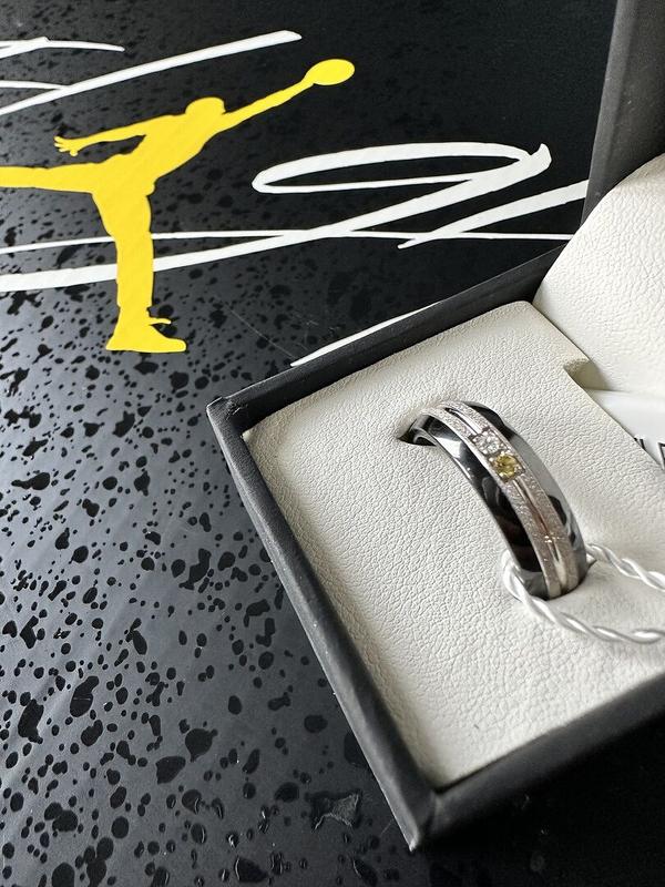 Tungsten Men's Two Gemstone Ring with Banded Textured Inlay