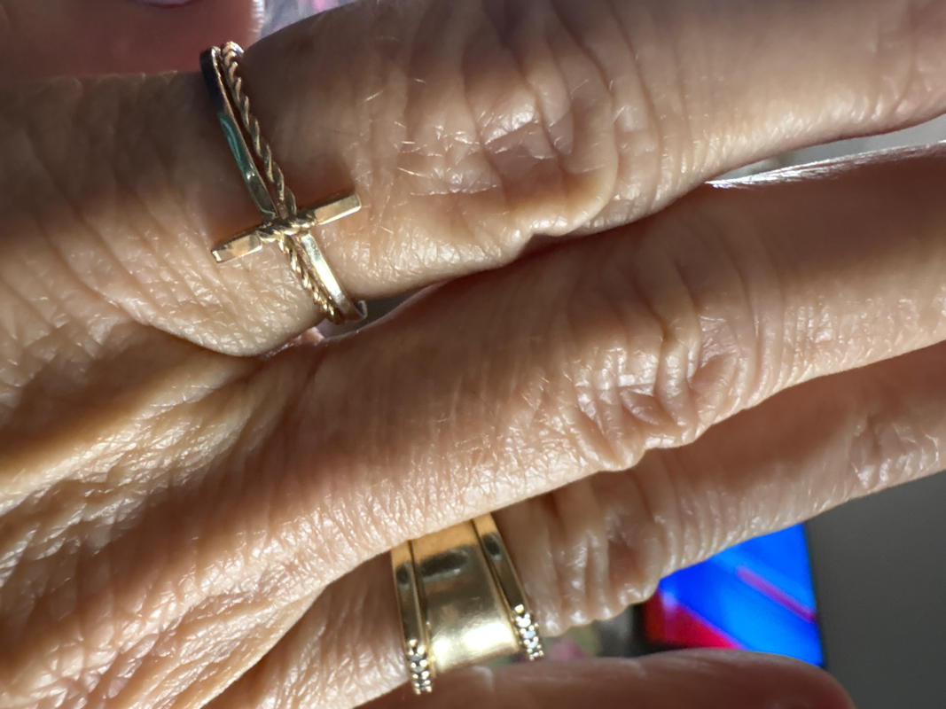 Sterling Silver Twisted Cross Ring with Double Band | Jewlr