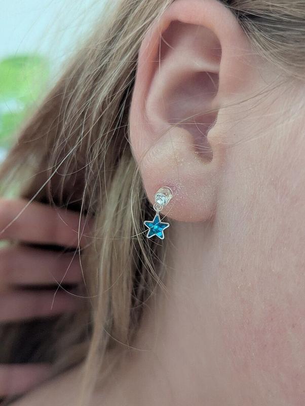 Children's Zirconia Star Earrings In White Gold - Foto 4