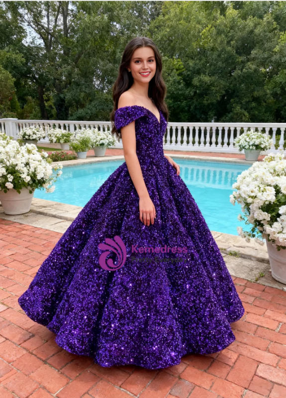 purple ball gown prom dresses Ellie Wilde EW36015 Size 2 Lace Dress Ball Gown Style Fabric Purple tulle off shoulder long