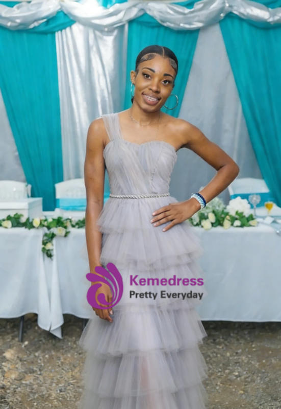 gray one shoulder bridesmaid dress Light Gray Long One Shoulder Chiffon Bridesmaid Dress