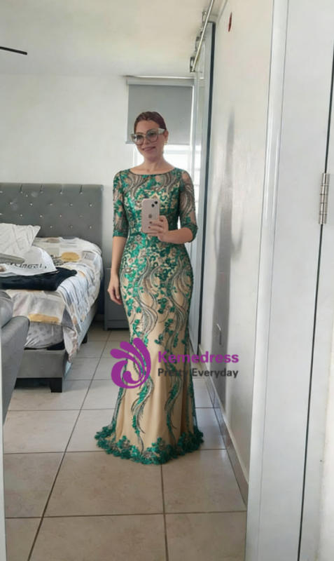 green emerald velvet dress Sexy Mermaid Beach Champagne Bridesmaid Dress For Wedding – MyChicDress main image 0