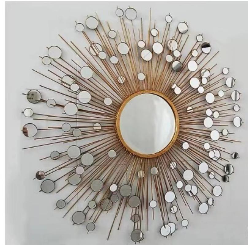 Decorative Sunbrust Golden Metal Art Craft Wall Mirror - China