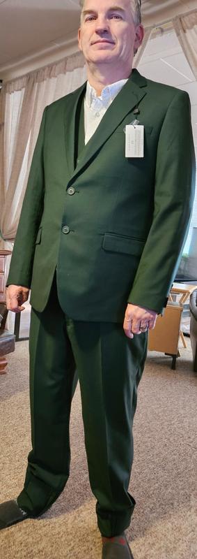 リネンコンビbig collar HALF BODY スーツ　グリーン　緑 Forest Green Three Piece Suit by Alain Dupetit