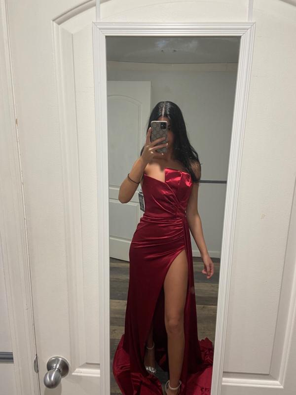 morgan red dress Morgan & Company Juniors' Sleeveless Cowl Neck Long Dress - Spice Gold