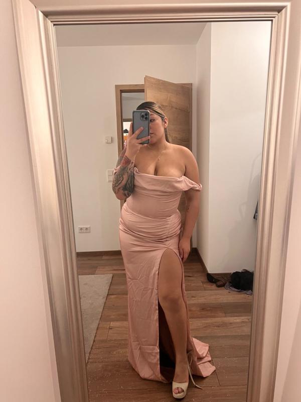 Natalia Off the Shoulder Gown Blush Moda Glam Boutique