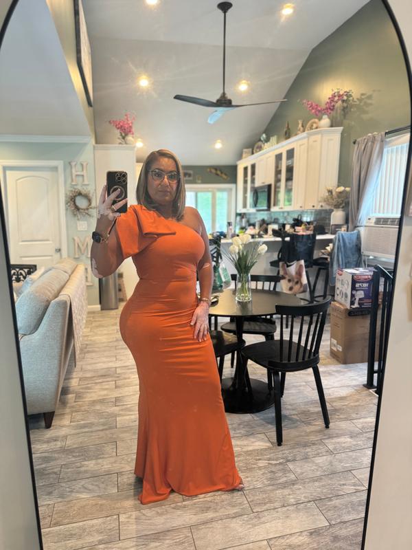 Jersey One-Shoulder Bow Gown- Burnt Orange – Moda Glam Boutique