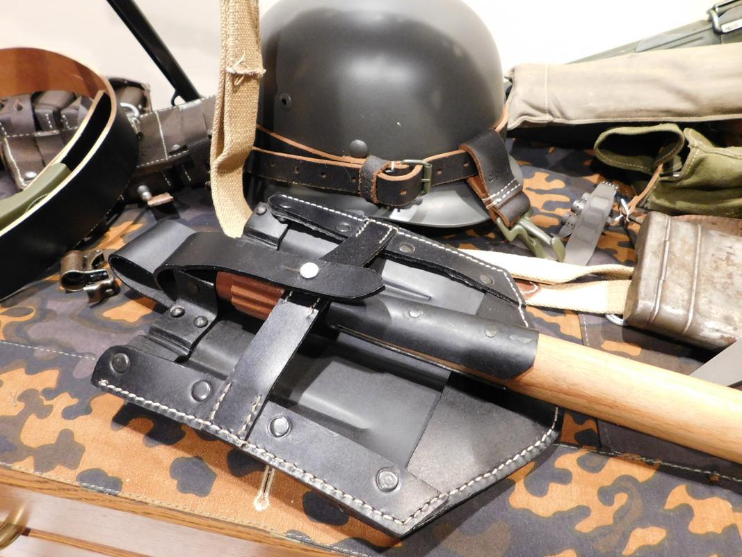 Black Leather Carry Cover for the German WWII Folding Shovel