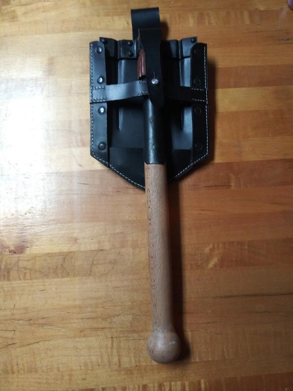 Black Leather Carry Cover for the German WWII Folding Shovel