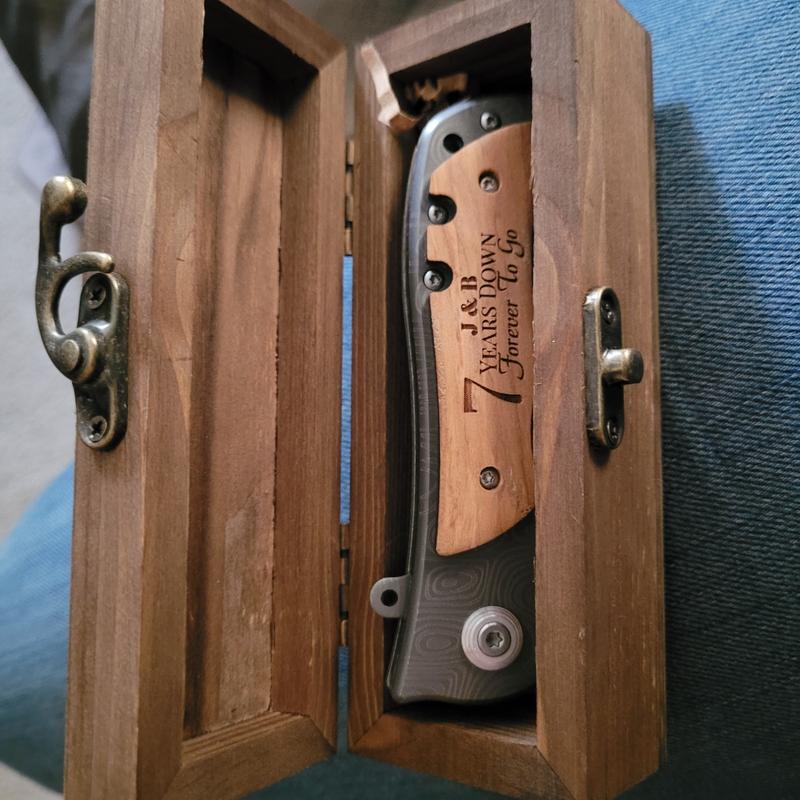 Personalized Anniversary Knife with Custom Engraved Box - Groovy