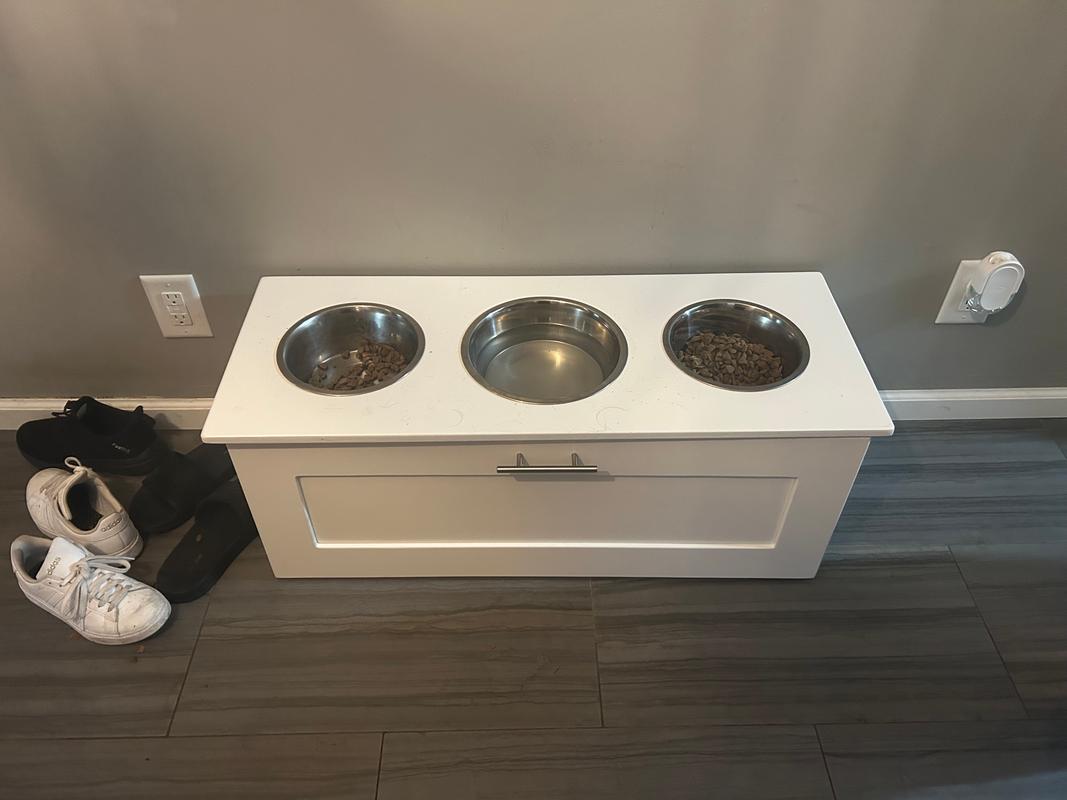 Dog Bowl Stand With Storage 