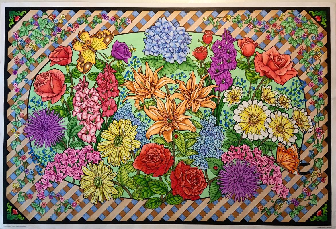 Flower Explosion, Giant Line Art Coloring Poster