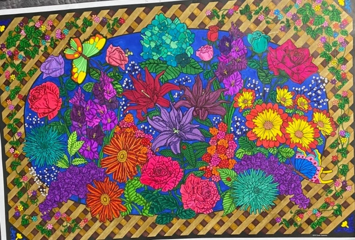 Flower Explosion, Giant Line Art Coloring Poster