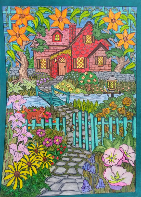 Giant Coloring Posters - Hidden Cottage - Line Art