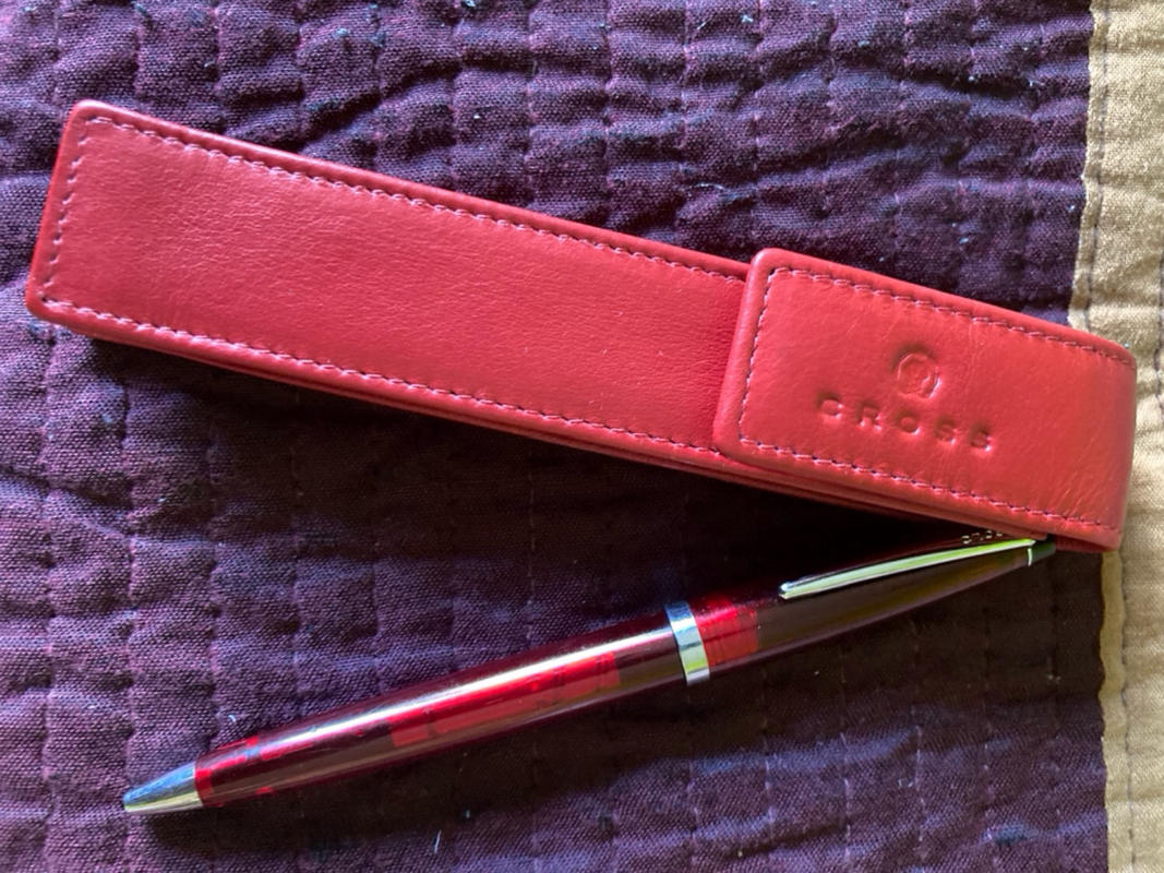 Cross Red Leather Single Pen Case Flap - Pen Boutique Ltd