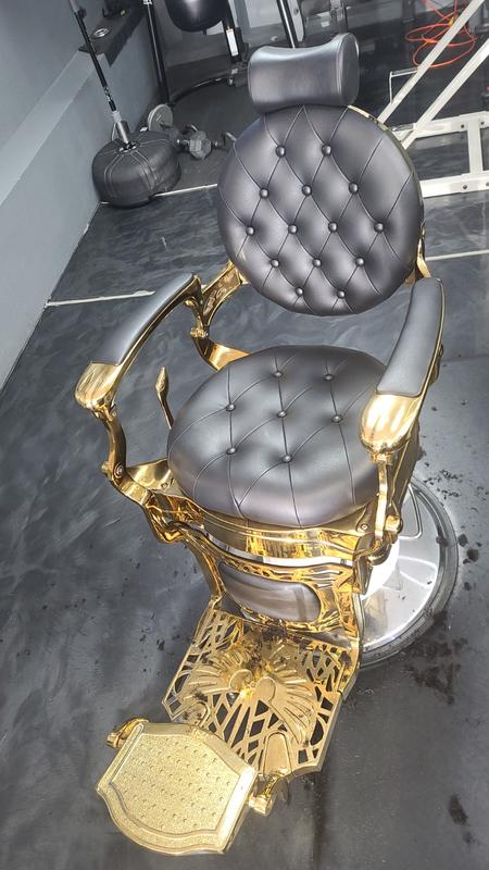 Black and 2025 gold barber chair