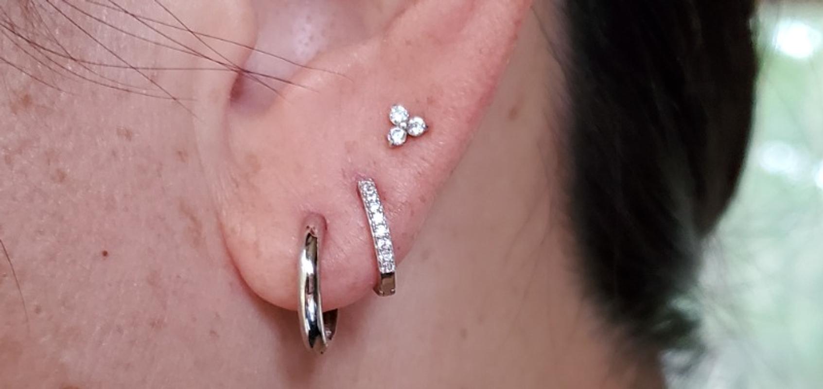 Dainty Sterling Silver Stud Earrings, Second-hole Cartilage