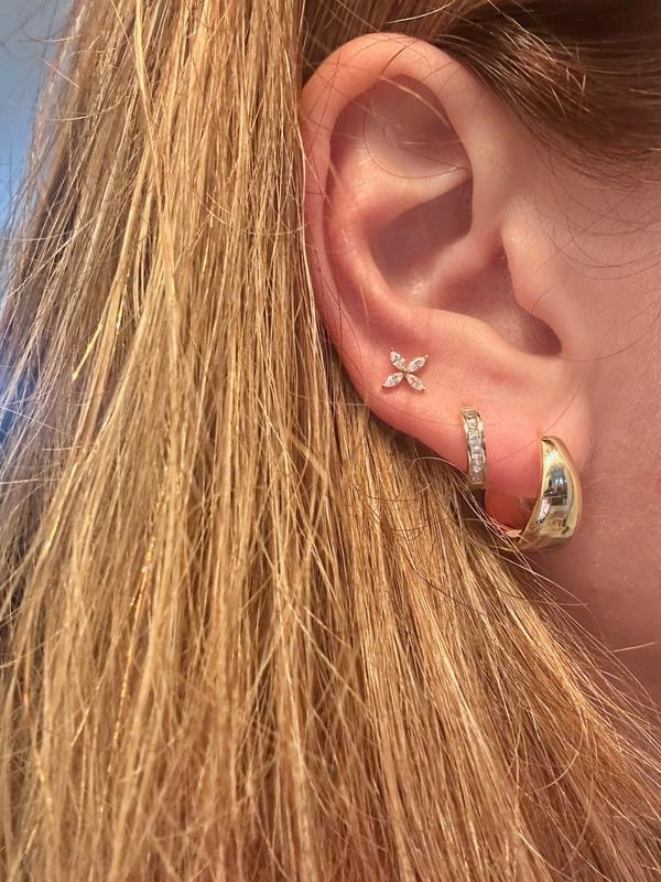 送税込【AMY O】Gemstone Pave Huggies 14K (3色) Ruby Huggie Earrings, 14K Gold Hoop Earrings, January July
