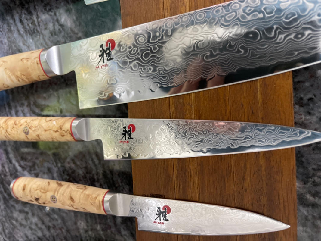 Miyabi Birchwood Knives, Chef's, Bread, Santoku, Paring