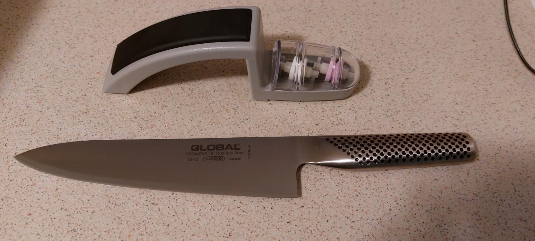 Global G-2 Cooks Knife + Minosharp Sharpener 2 Piece Starter Set | 2pc