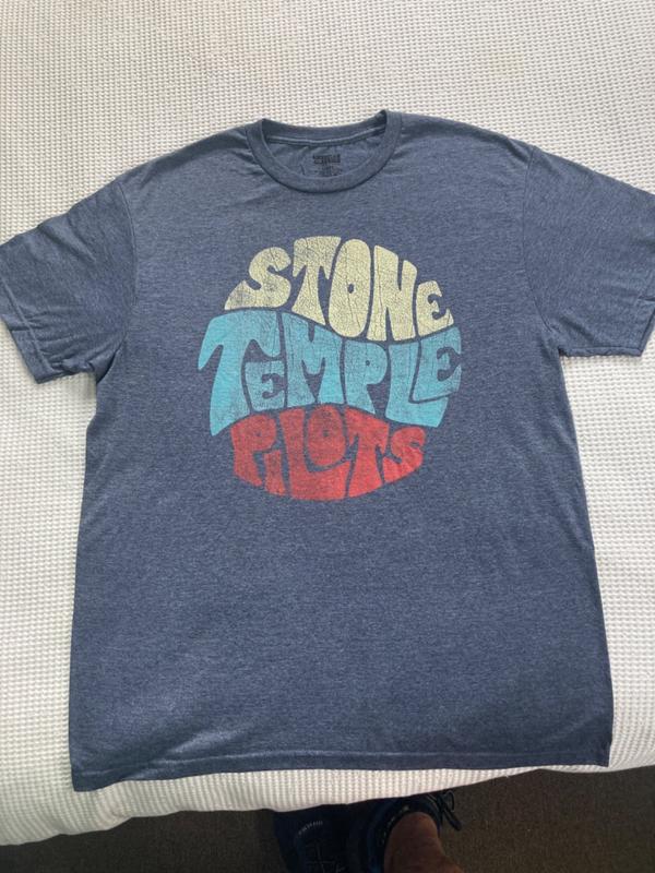 Stone Temple Pilots Circular Text Navy Heather Adult T-Shirt
