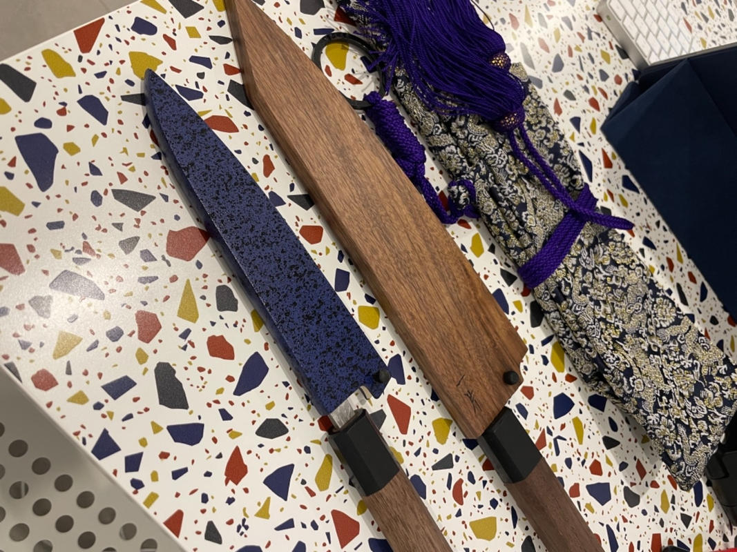 Blue Lacquered Wooden Saya (Sheath) For Petty