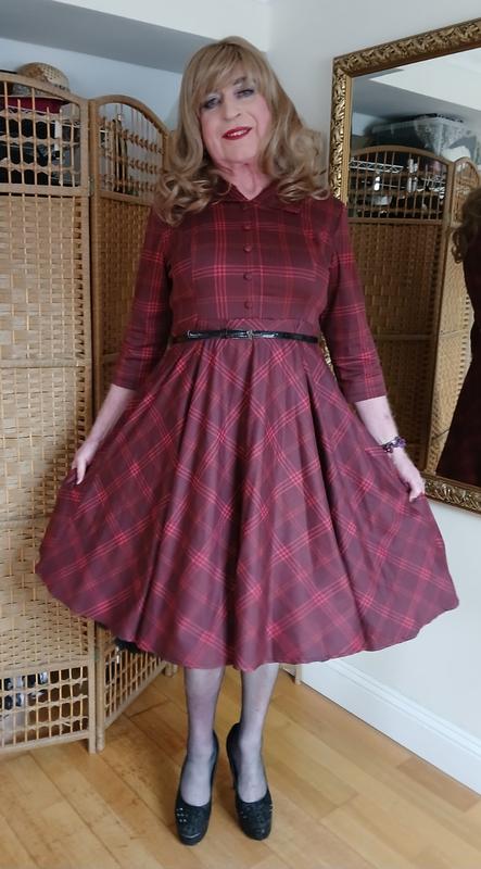 british retro kitty dress From Kitty with Love' Ruby Red Faux Fur 50s Swing Dress