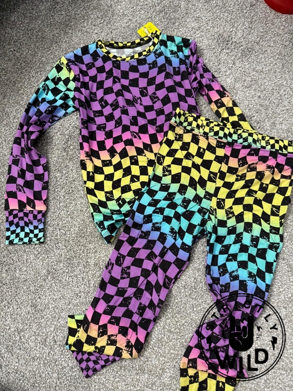 Rainbow Checker 2 Piece Pajamas | Strictly Wild
