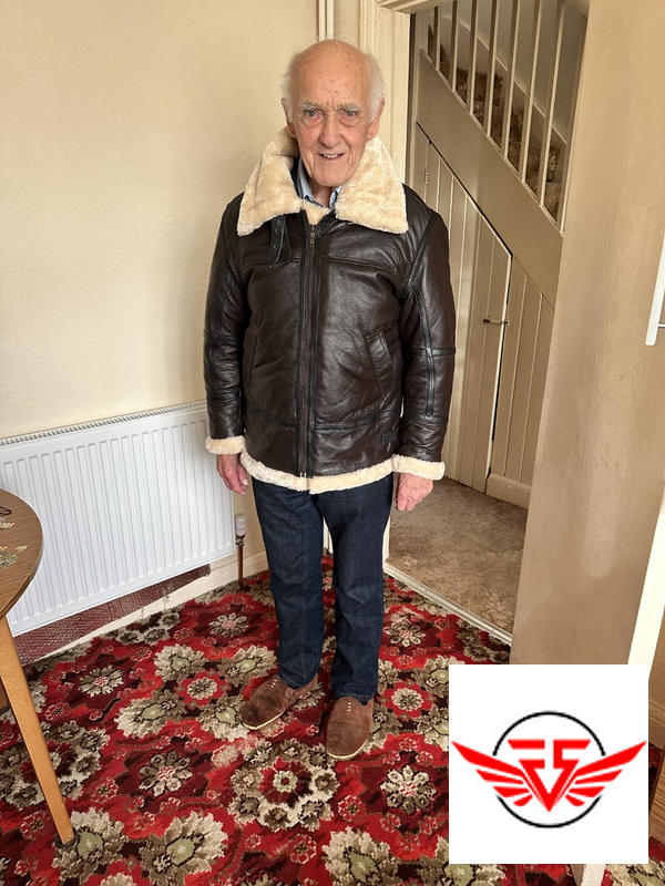 B3 flight leather Jacket with faux shirling- Brown | Feather Skin