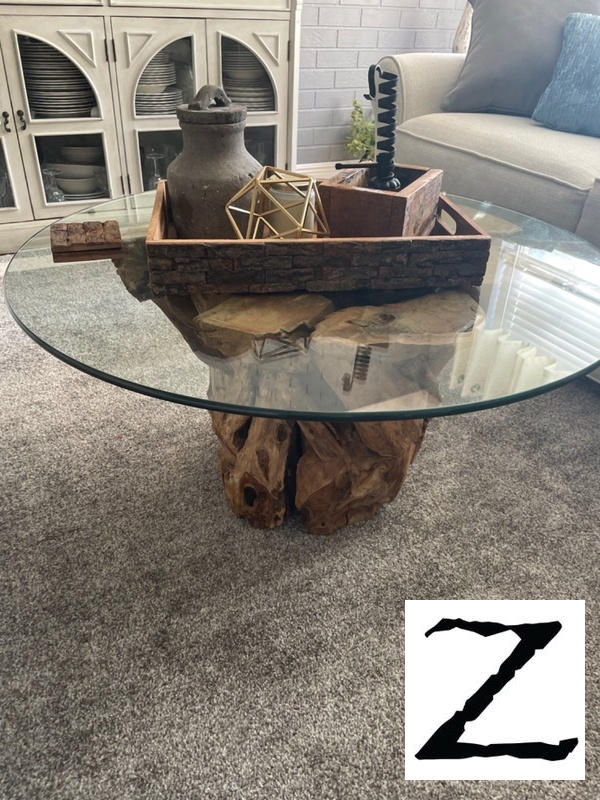 Driftwood Glass Top Round Cocktail Table | Zin Home